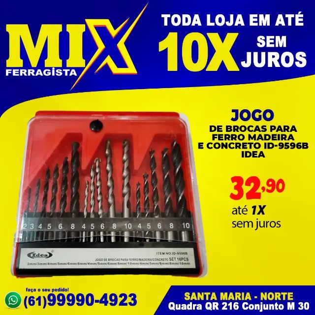 Jogo de Brocas Para Ferro Madeira e Concreto ID-9596B Idea