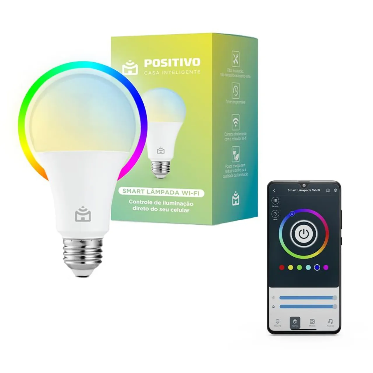 Smart Lâmpada Wi-Fi Positivo (Casa Inteligente) - Novo