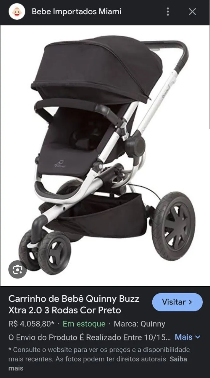 Carrinho de Bebê Quinny Buzz Xtra 2.0 3 Rodas Preto