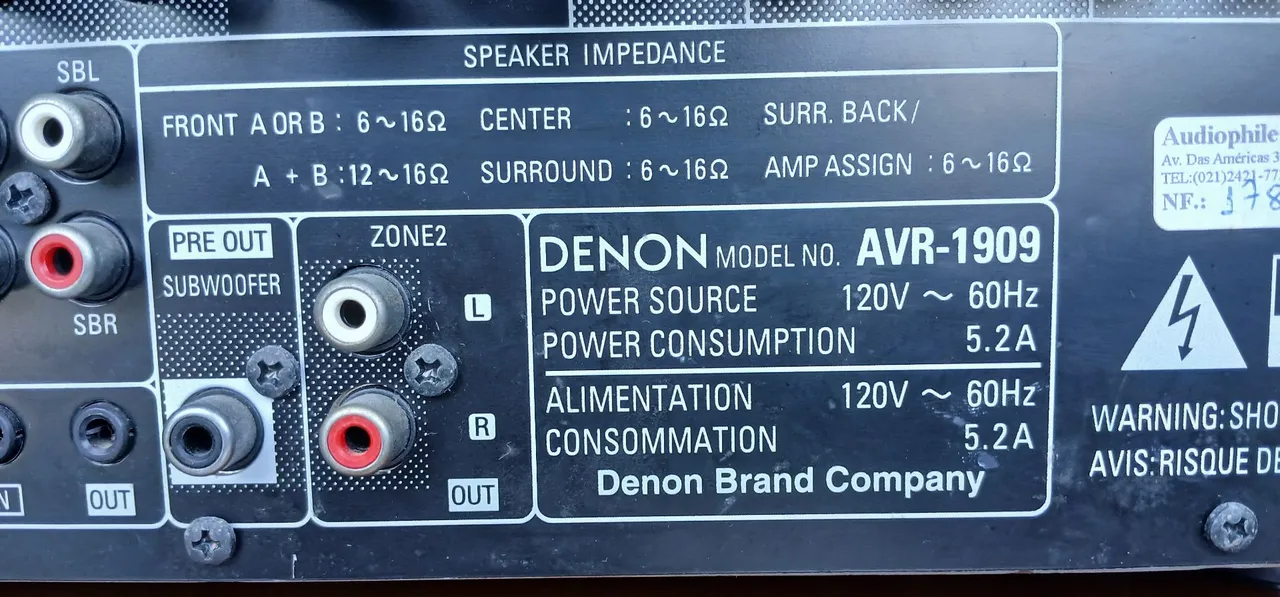 Receiver Denon AVR-1909 - COM DEFEITO.