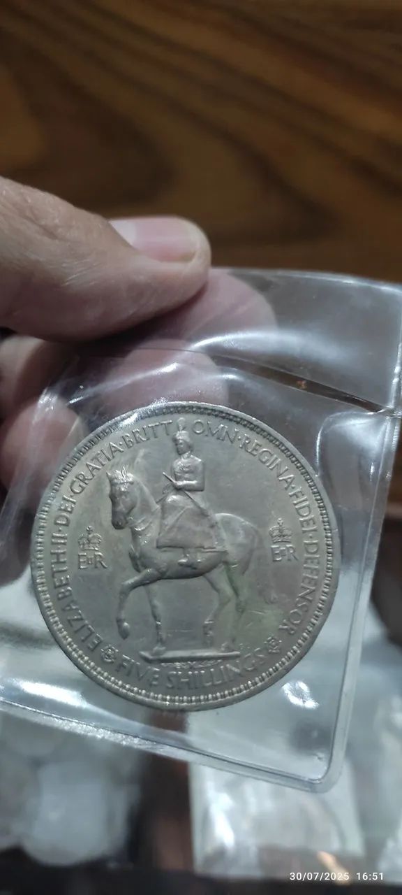 Moeda Antiga Elizabeth II - Cinco Shillings