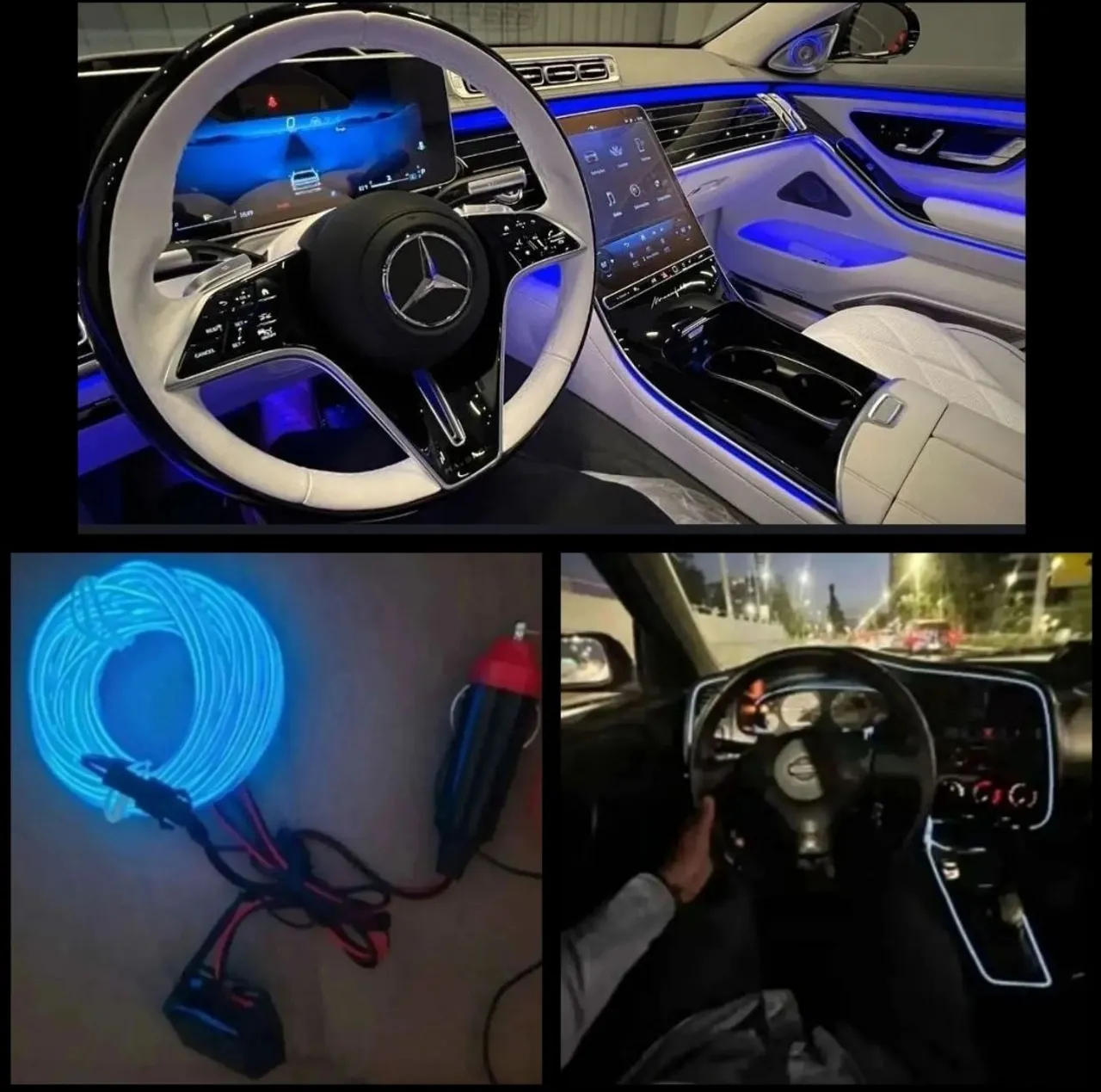 Novas = p/carro ou moto - fitas neon 5metros 12v cores: azul