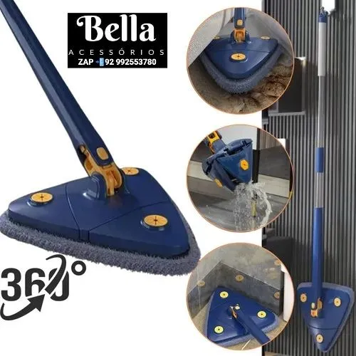 Mop Giratório Triangular - Limpeza 360° MULTIFUNCIONAL