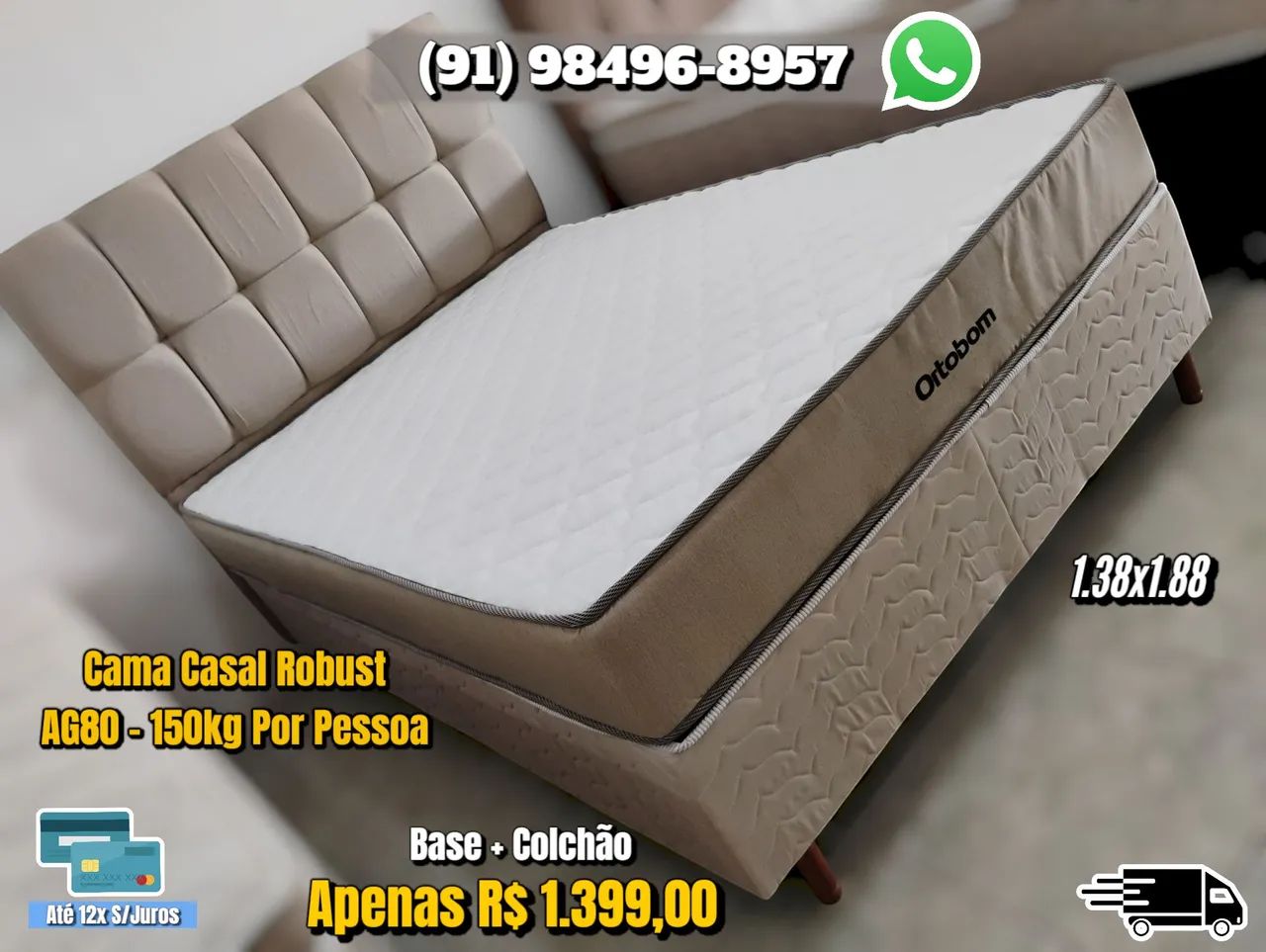 CAMA DE CASAL ORTOBOM 100% ESPUMA 