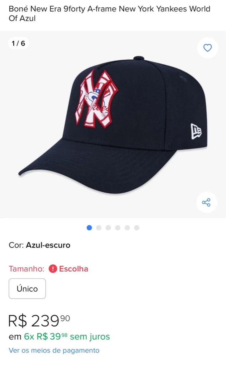 Boné New Era 9forty A-frame New York Yankees World Of Azul - Foto 5