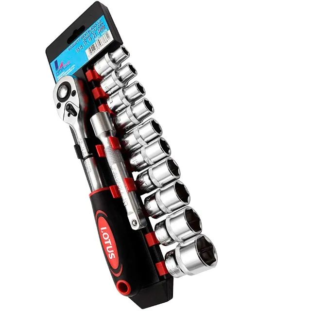 Jogo de Soquetes Sextavado 10 a 24mm com Chave Catraca 1/2'' 12 Peças Lotus 4428 - Foto 3