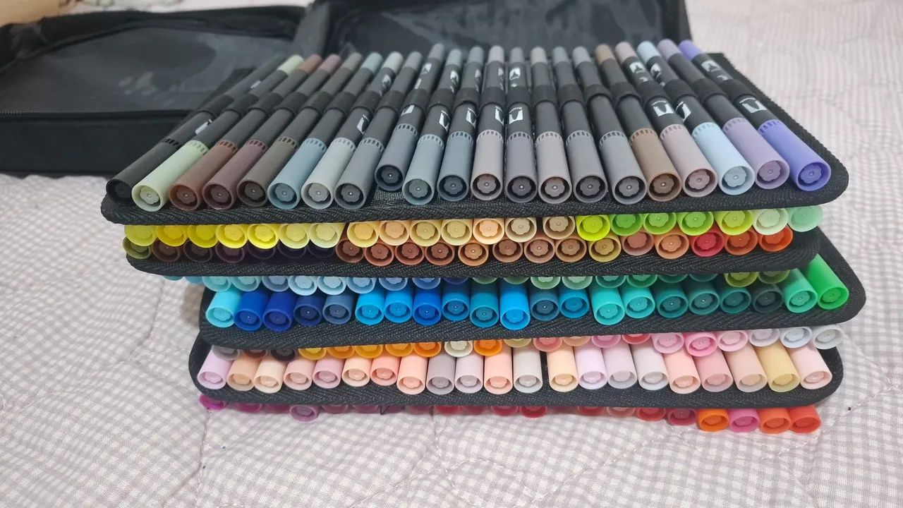 Estojo de Canetinhas Dual Brush 168 Cores Ponta Porosa - Dexin - Foto 4