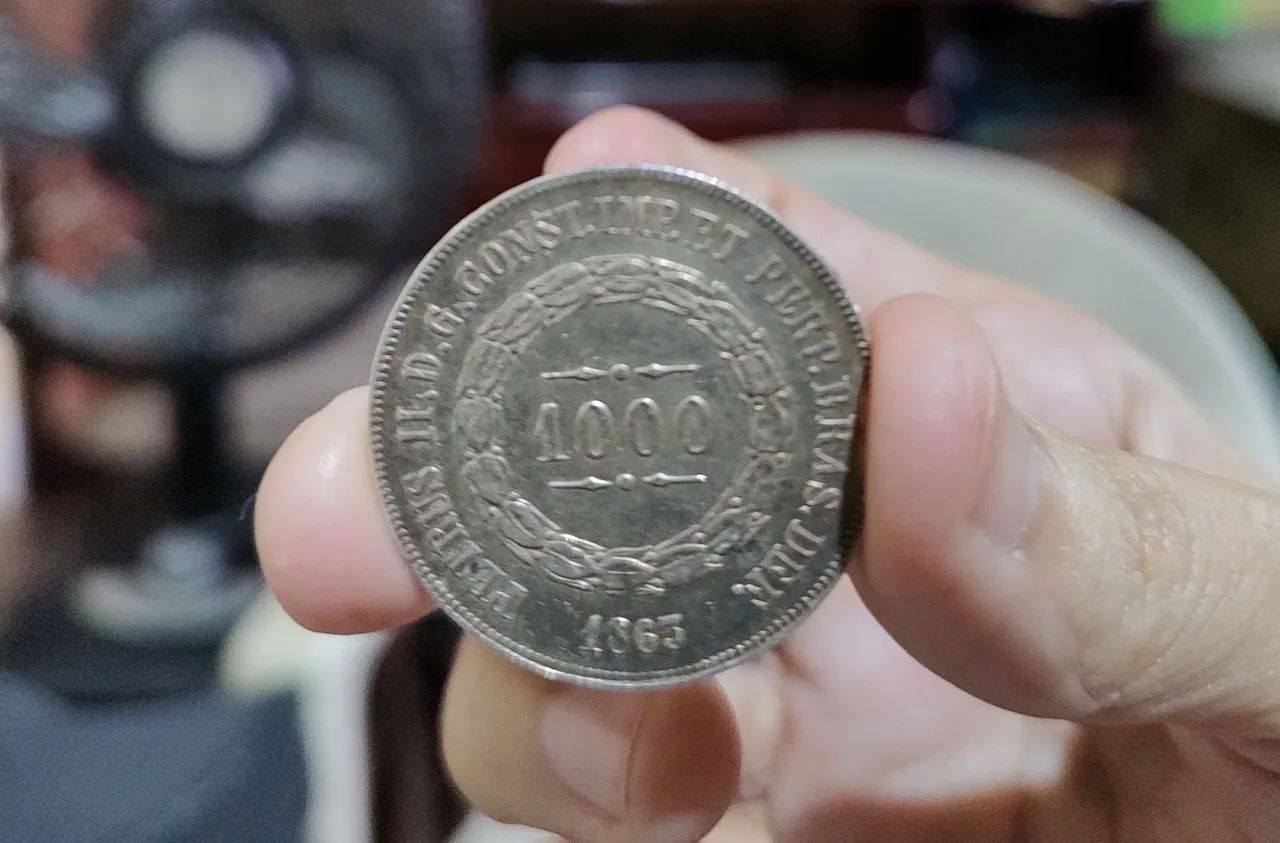Moeda de prata de 1000 Réis - Brasil - 1865