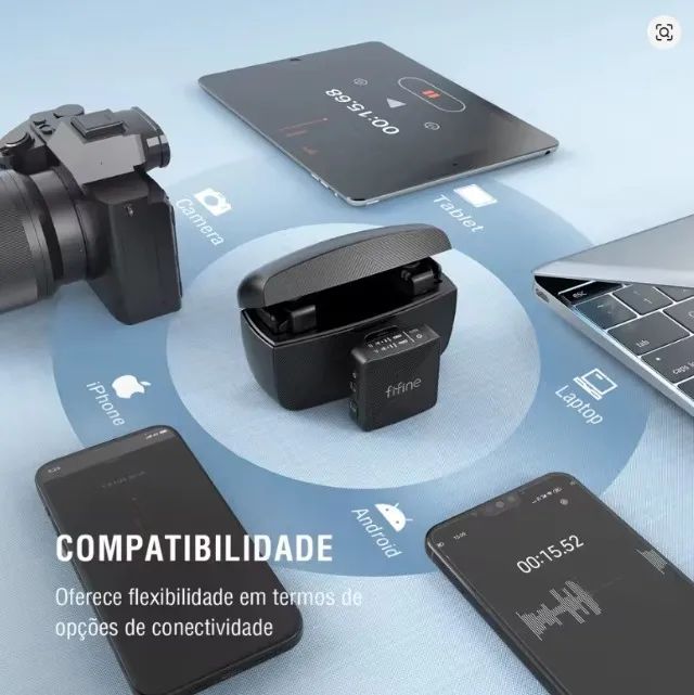 Microfone De Lapela Sem Fio Fifine M9 para Iphone/Android/CA - Foto 4