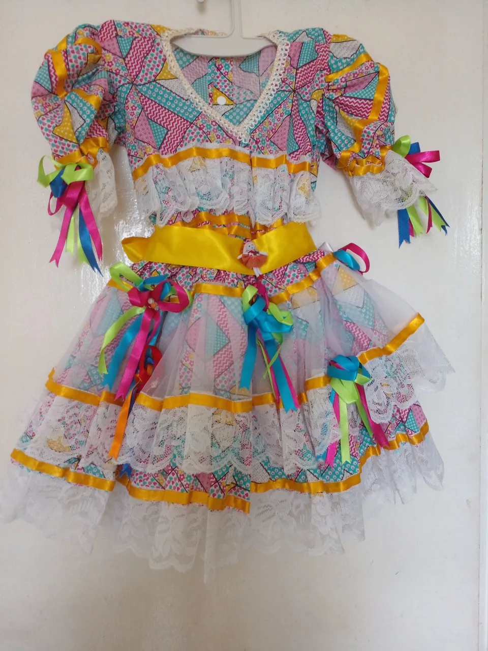 Vestido Infantil Festa Junina Colorido