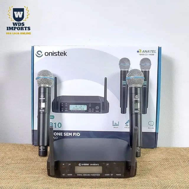 Microfone Sem Fio Duplo Uhf Dinamico Tela Digital 