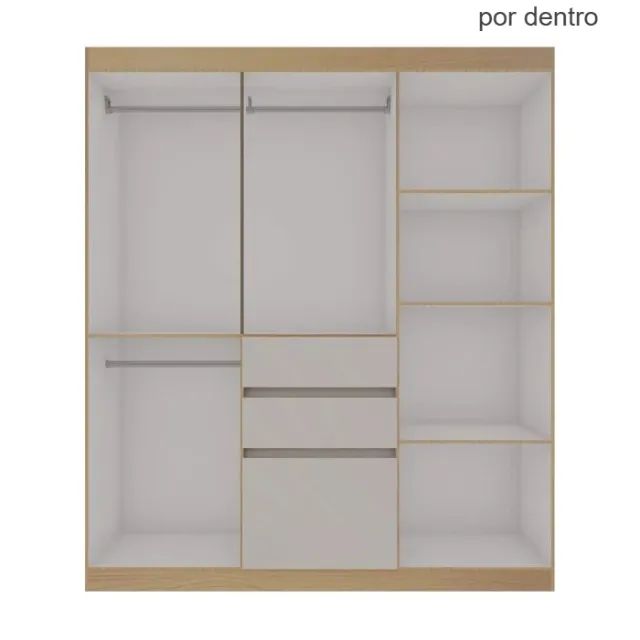 Guarda roupa Berna 7 portas 2 gavetas e espelho - Foto 2