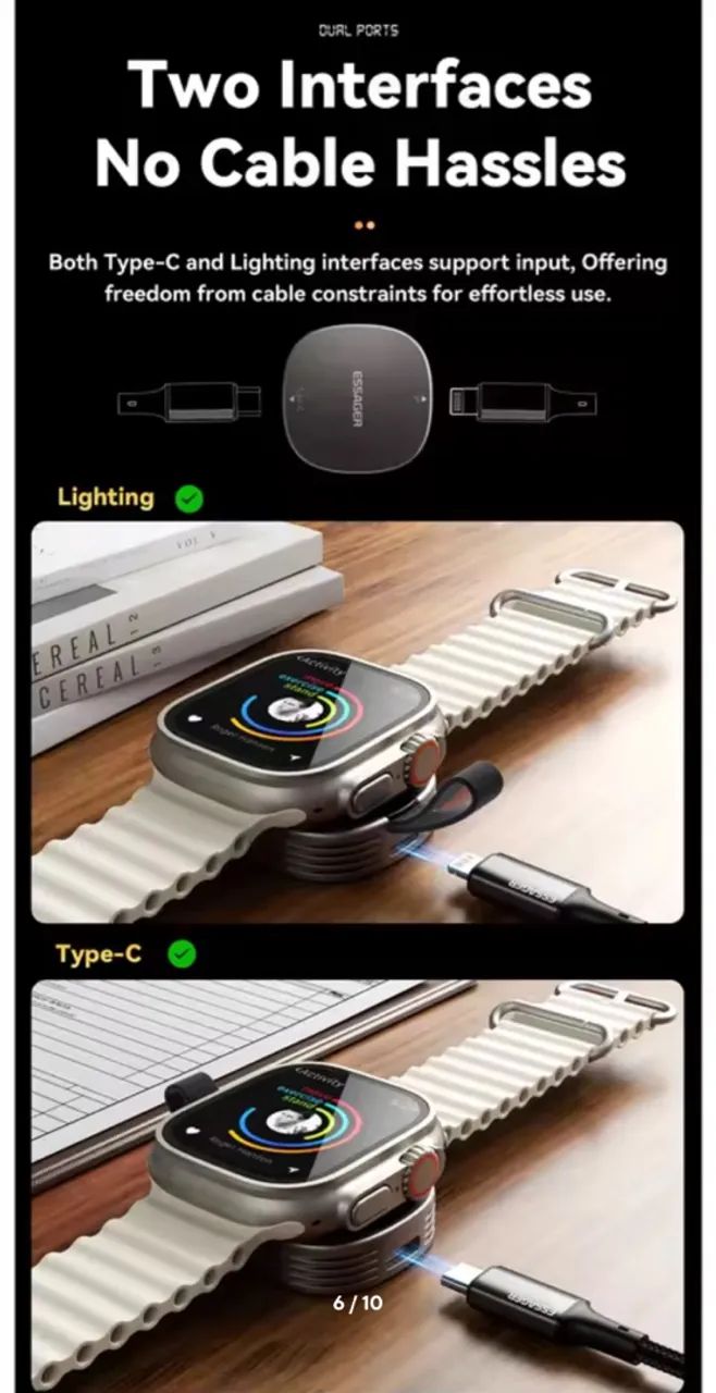 Carregador Portátil Essager para Apple Watch todos  - Foto 6