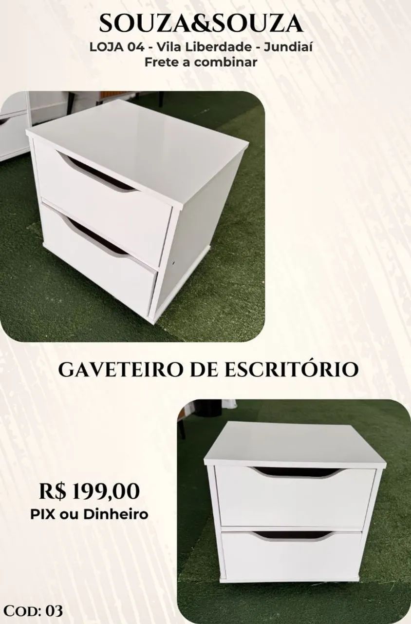 Gaveteiro 2 gavetas