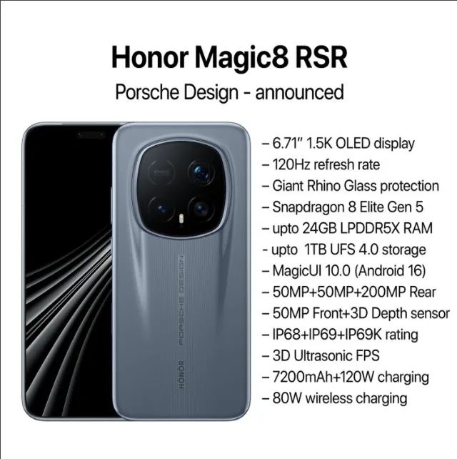 Honor Magic8 RSR Porsche Design 16GB 512GB 7200mAh - Foto 2