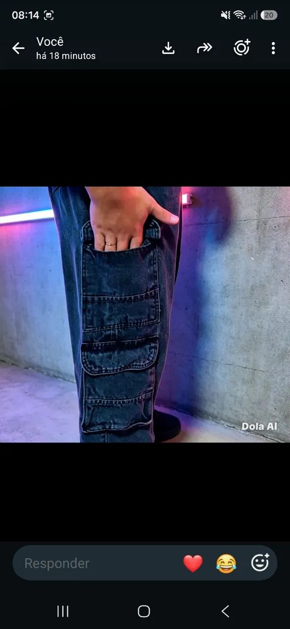   Calça Jeans Cargo  4 bolsos laterais  - Foto 2