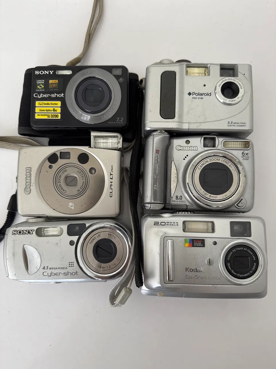 Kit 6 câmeras digitais antigas Sony Canon Kodak Polaroid (para