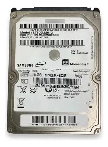 HD Samsung 500GB SATA 2.5" para Notebook - SMART Saudável Testado