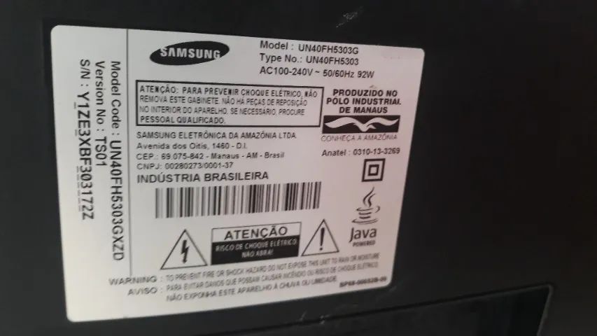 Tv Samsung 40" UN40FH5303G - Com defeito