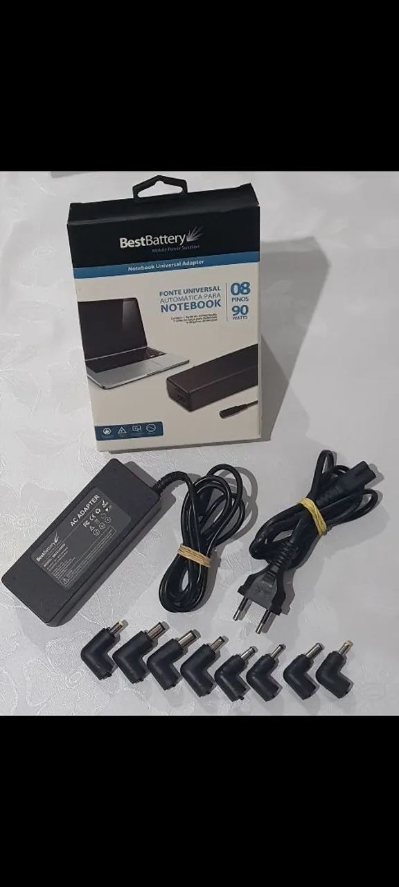 FONTE UNVERSAL AUTOMATICA PARA NOTEBOOK 08 PINOS 90 WATTS  marca BESTBATTERY - Foto 2