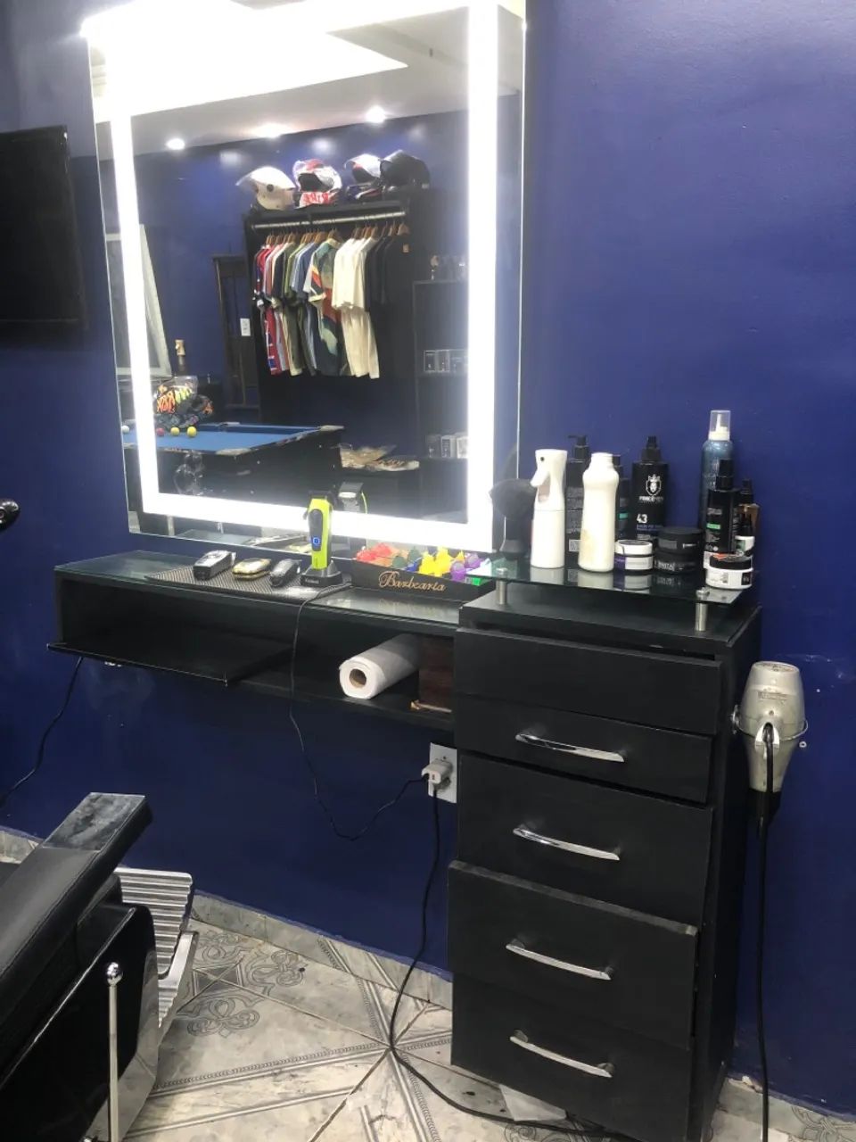 Bancada de salão com espelho c/ led  