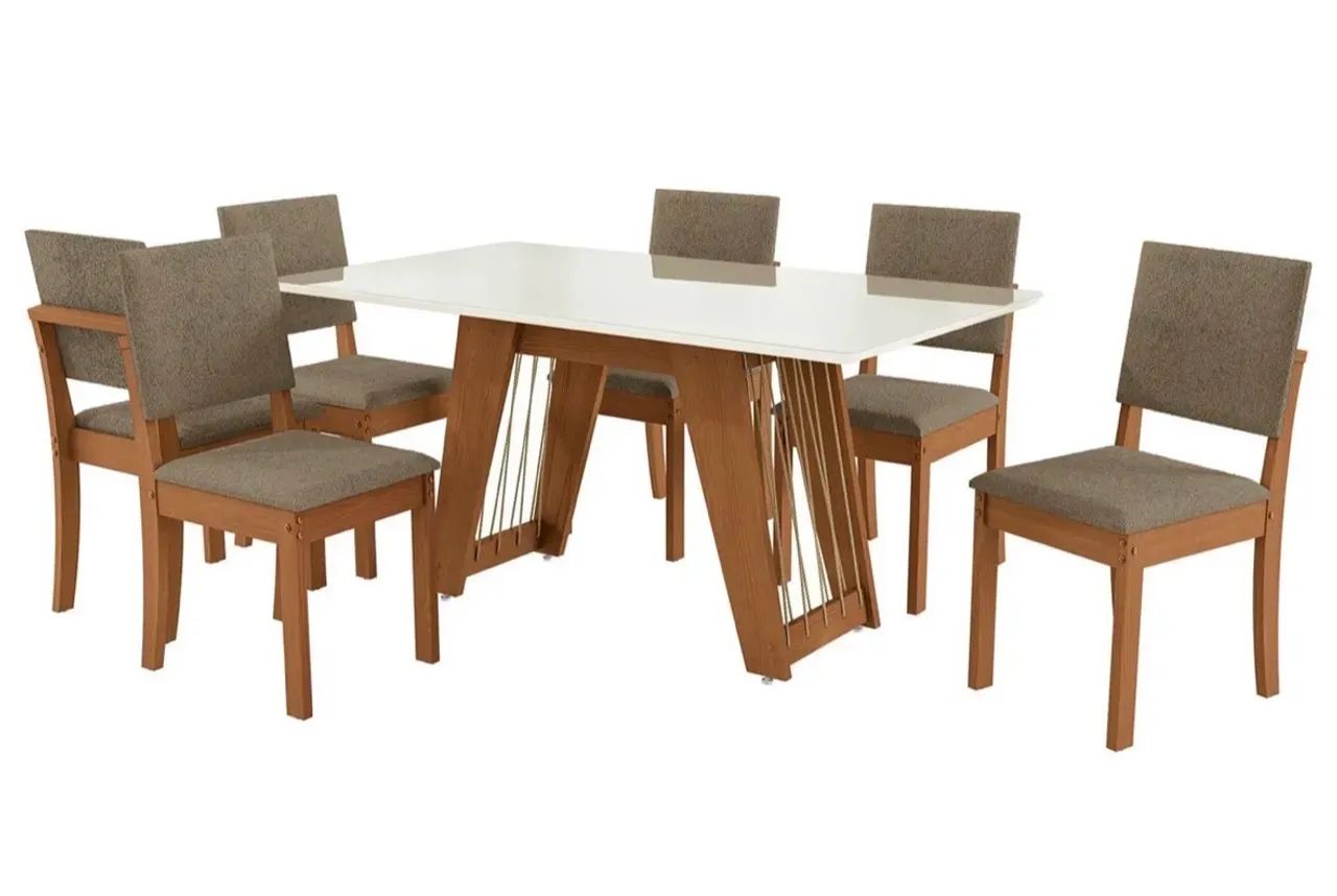 Mesa de Jantar 6 Cadeiras Retangular Tampo de MDF com Vidro - Foto 5