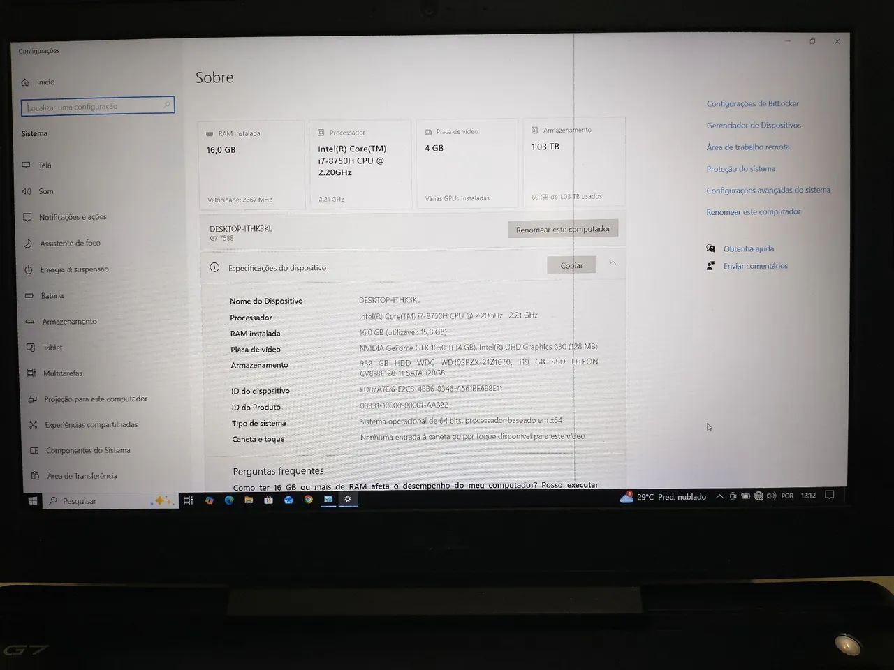 Notebook Gamer Dell G7 7588