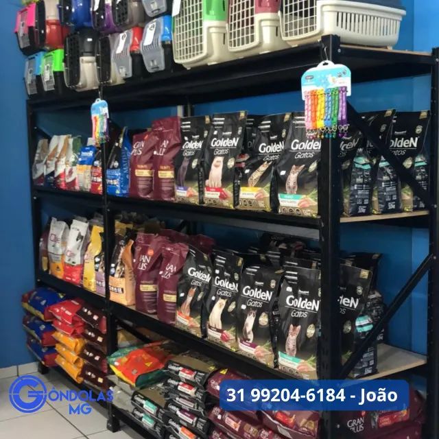 Prateleiras para pet shop casa de ração