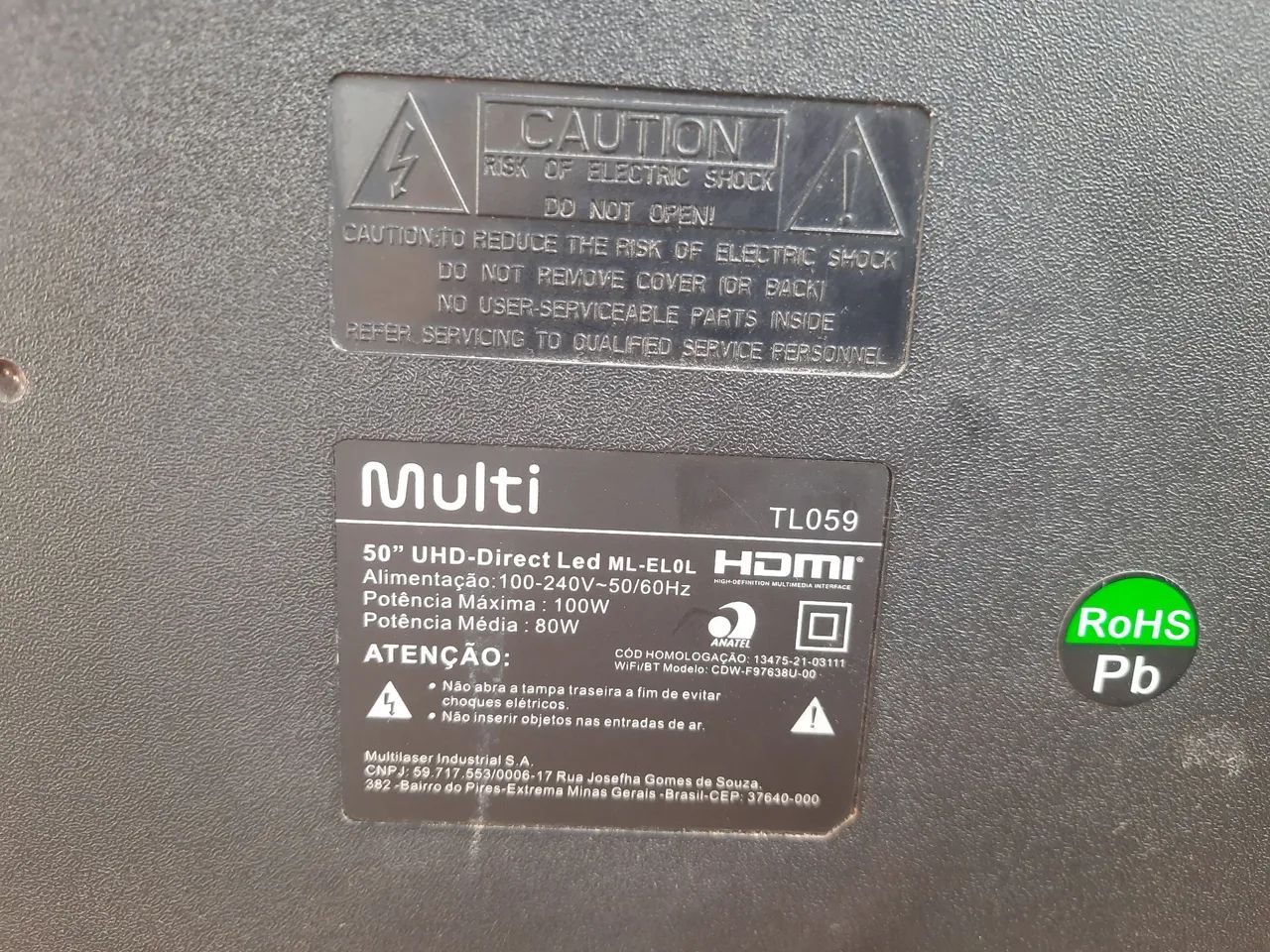Em Lagarto - Tv Multi 50pol. Sem funcionar