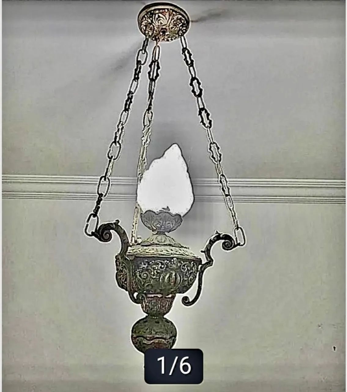 LUSTRE TURÍBULO COM CÚPULA EM CHAMA - ANTIGUIDADE  ! - Foto 4