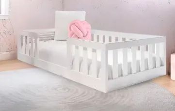 Mini Cama Montessoriana Branco Maria - Grão de Gente