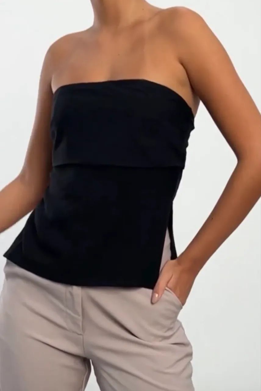 blusa tomara que caia preta - Foto 2