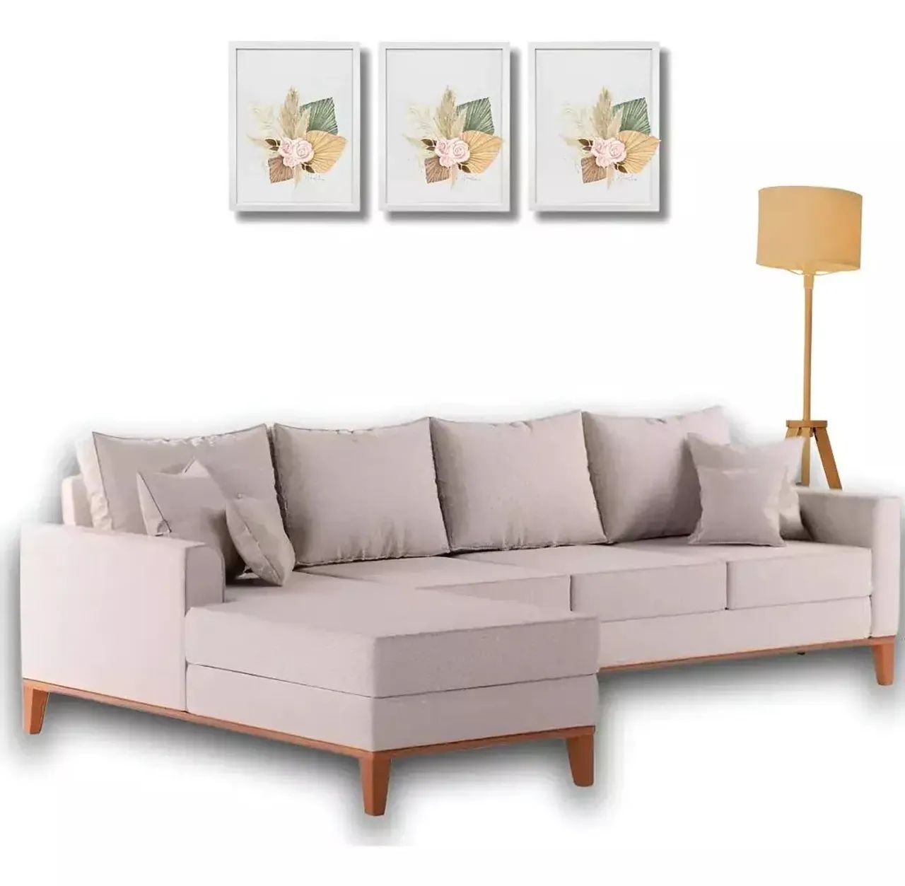 Sofá 4 lugares beny com chaise esquerda ou direito linho cru - Foto 4