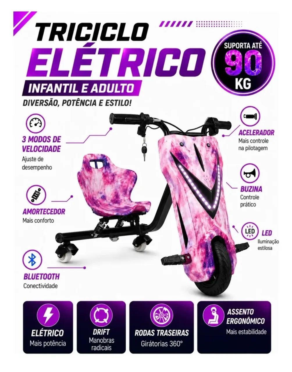 Triciclo drift elétrico  - Foto 2