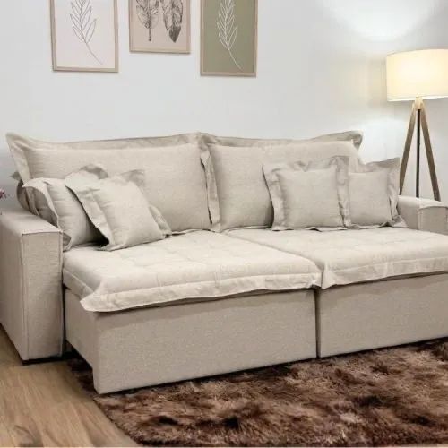 Sofá Cama Retrátil Reclinável  2.80m D33 e Molas Bonnel l87 - Foto 2
