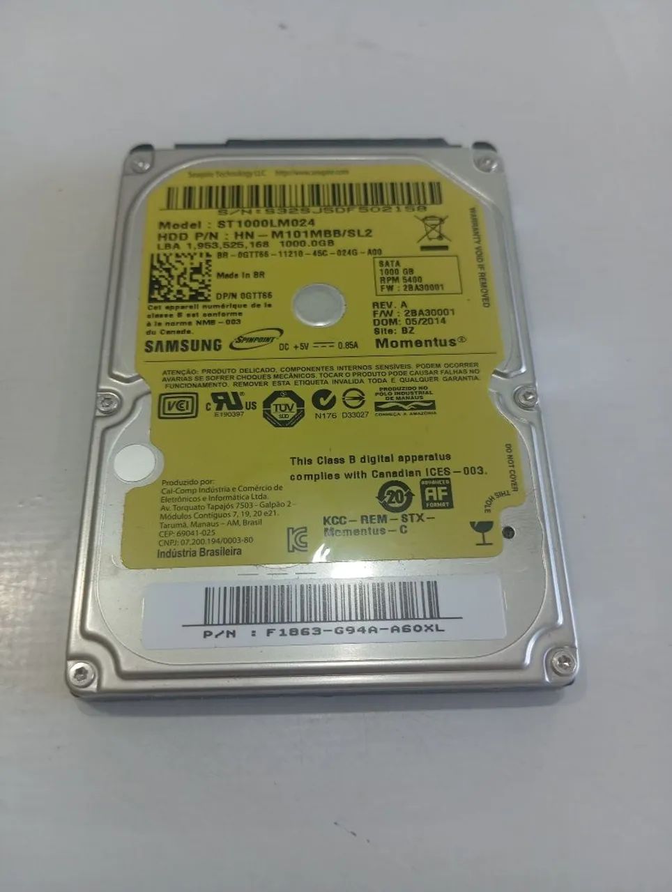 HD 1 TERA SAUDÁVEL FUNCIONANDO NORMALMENTE R$129.90