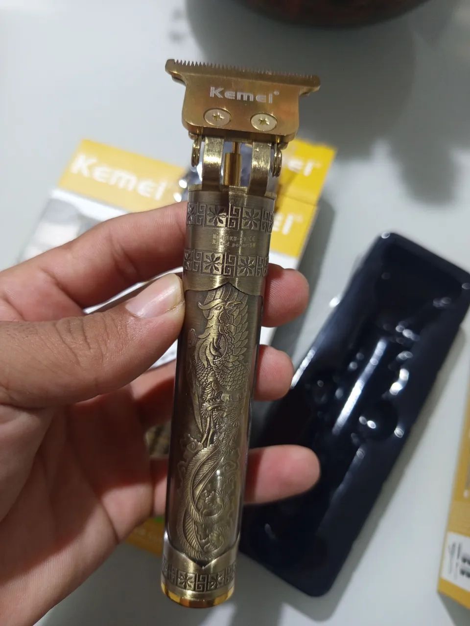 Máquina de detalhe barbear Kemei Km-T9 dragãozinho  - Foto 5