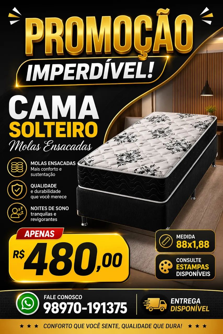 Cama solteiro molas Ensacada 