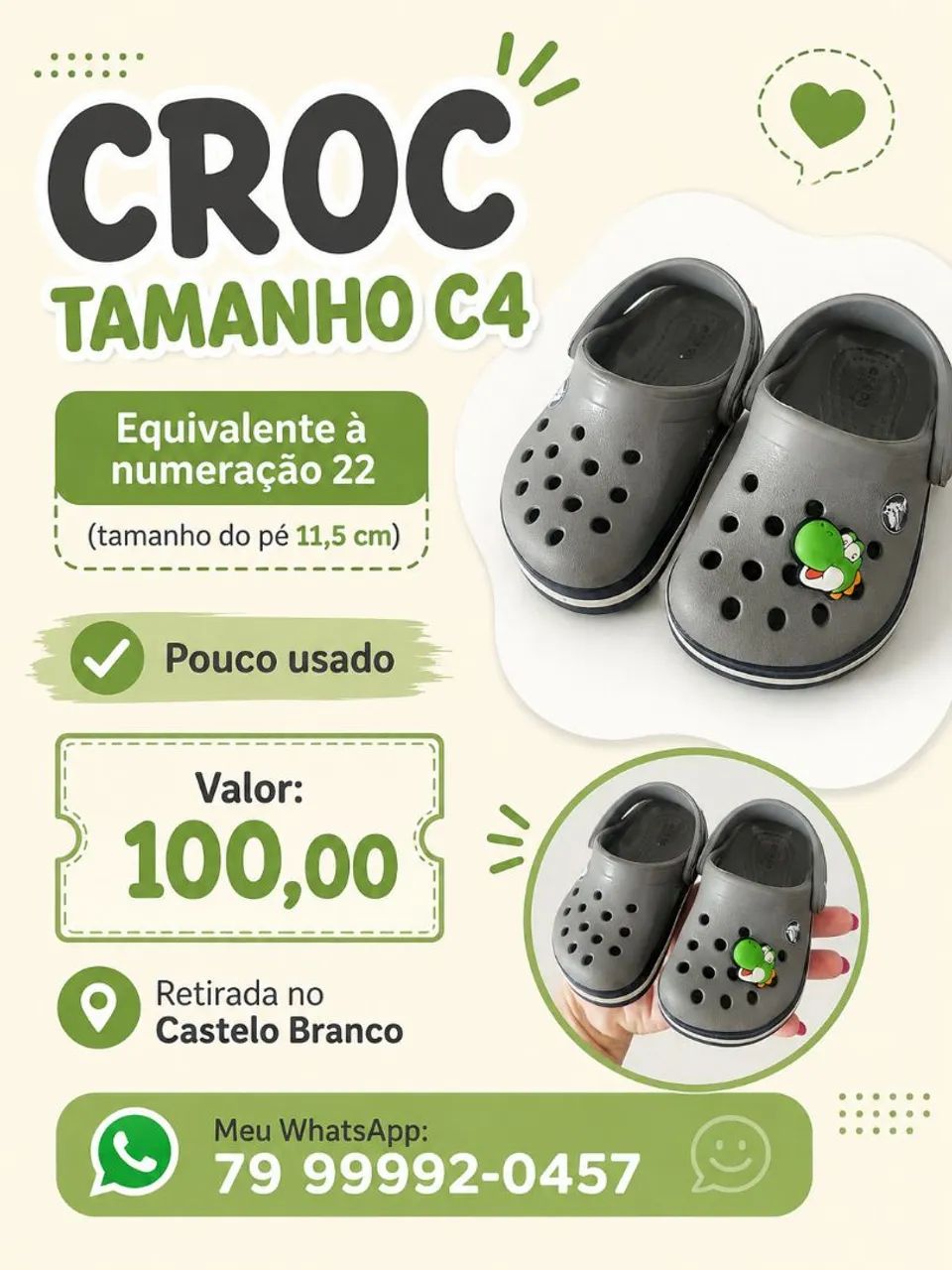 Crocs Original C4 (referente ao pé tamanho 22)
