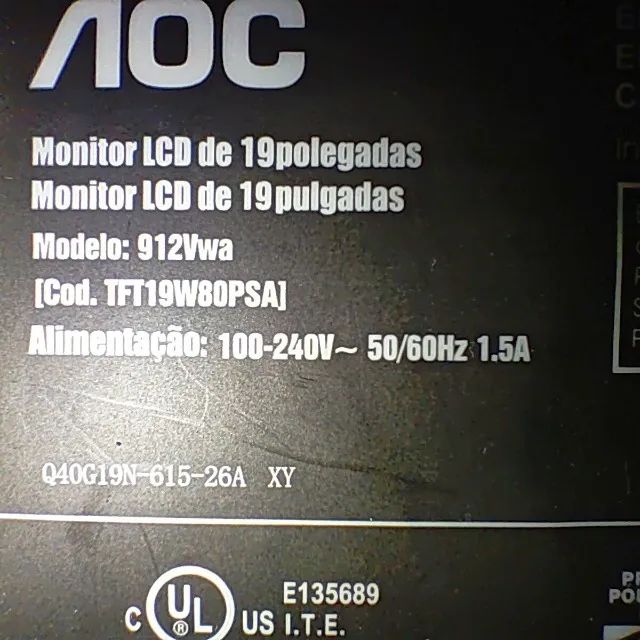 Monitor AOC 912Vwa LCD 19 pol com defeito - Foto 3