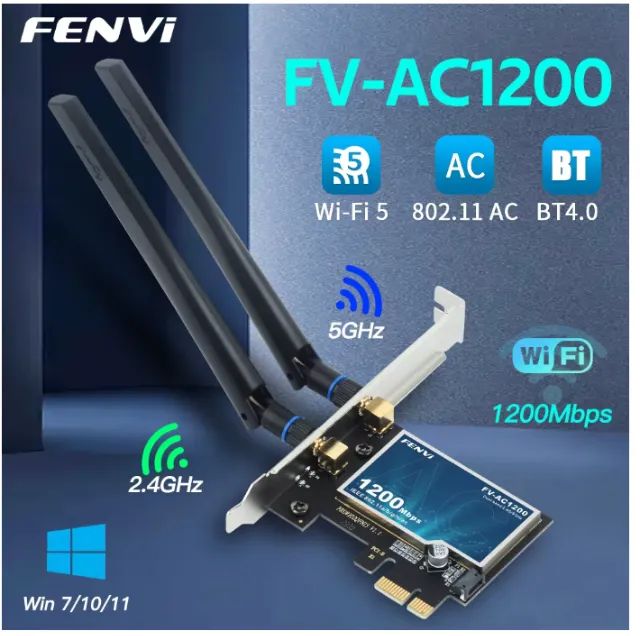Adaptador Wi-Fi Fenvi AC1200 PCI-E BT 4.0