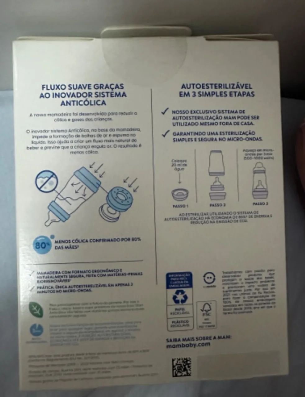 Kit 2 mamadeiras MAM easy start anticólica 130ml e 260ml NOVO