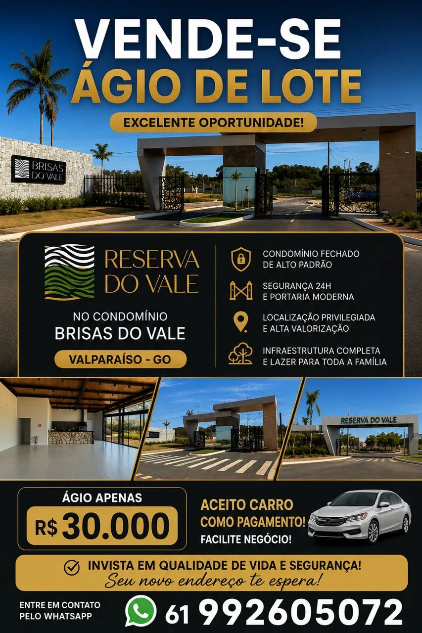 Vendo ágio de lote no Reserva do Vale - Brisas do Vale