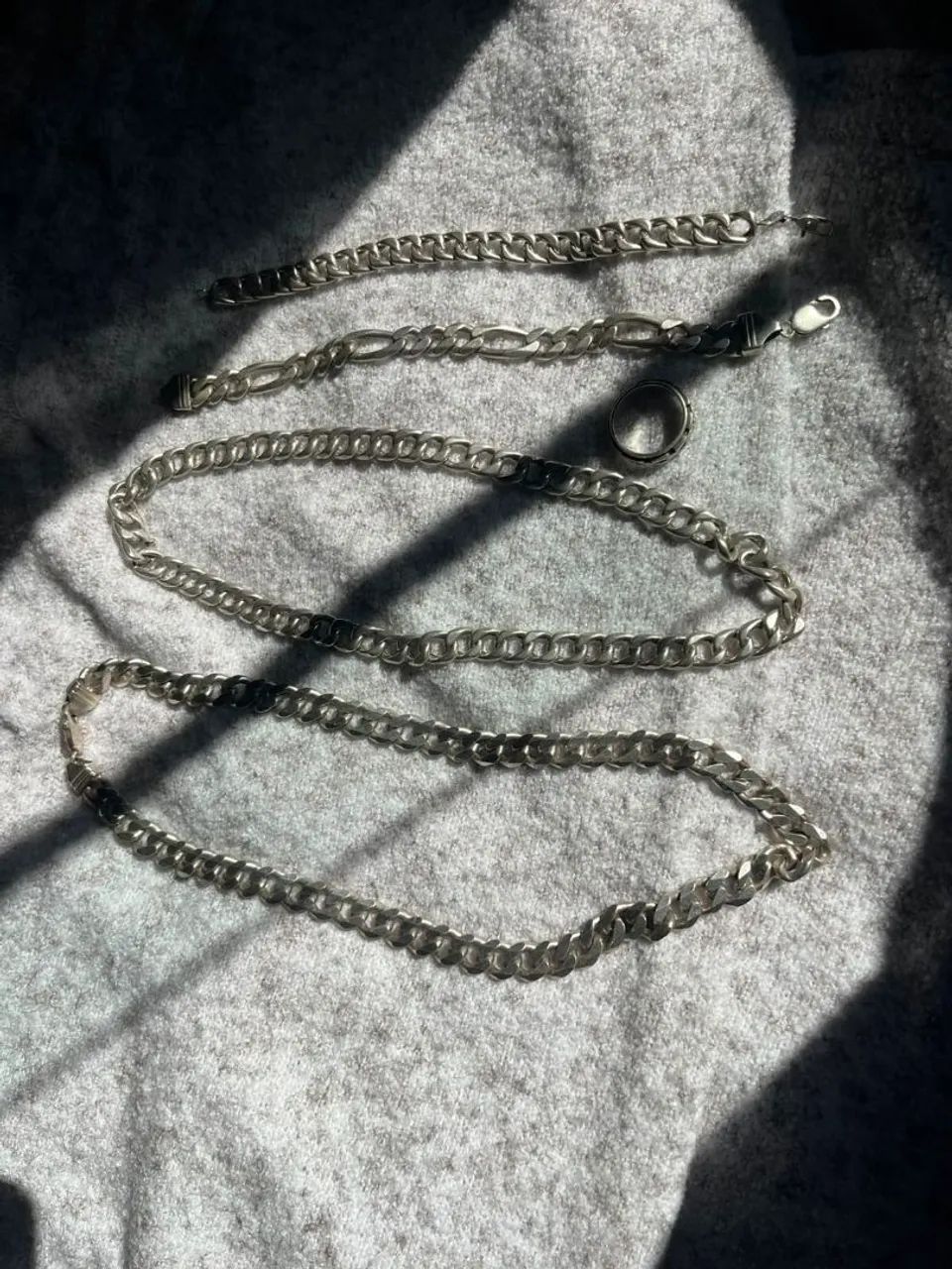  Correntes, pulseiras e anel de Prata 925 - Foto 2
