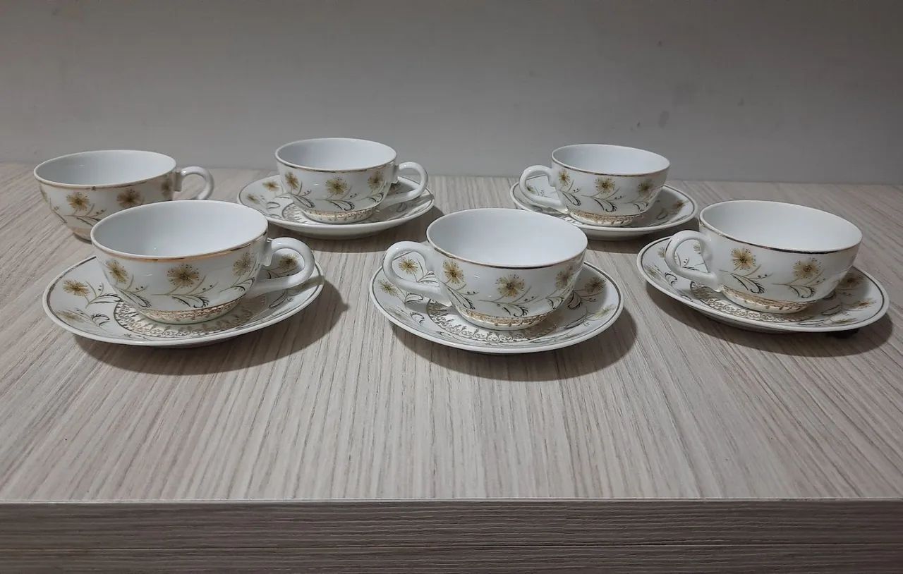6 xicaras e 5 pires de café porcelanas schmidt