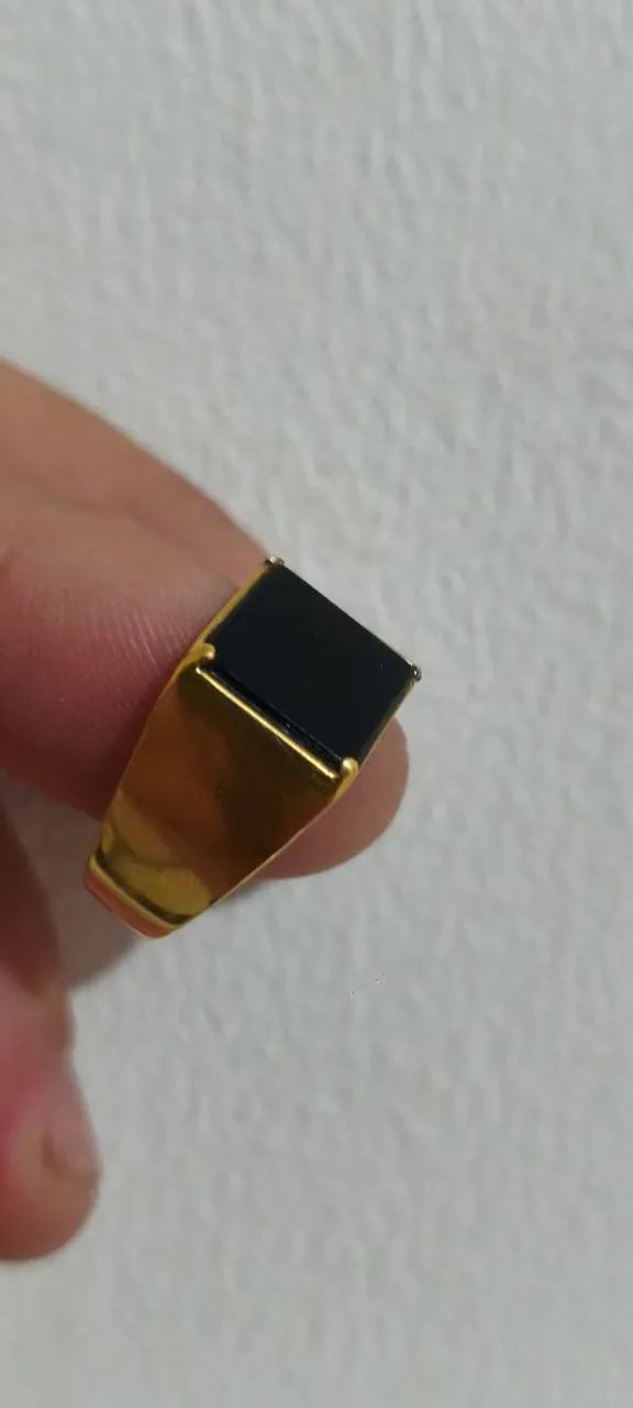 ANEL EM OURO 18 COM PEDRA ONIX - Foto 3