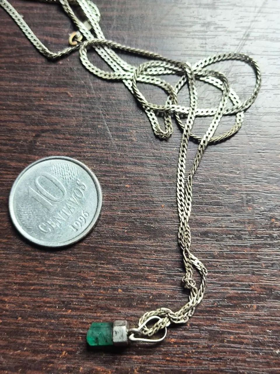 Colar, corrente prata 925, 60cm, esmeralda  - Foto 2