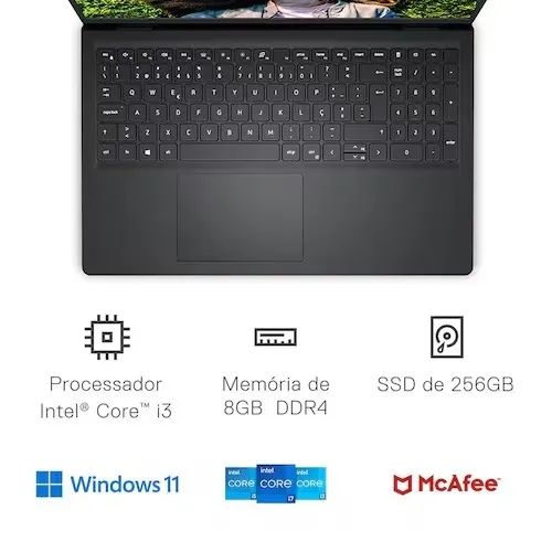 Notebook Dell Intel Core i3 8GB RAM 256GB SSD Tela 15,6" - Foto 2