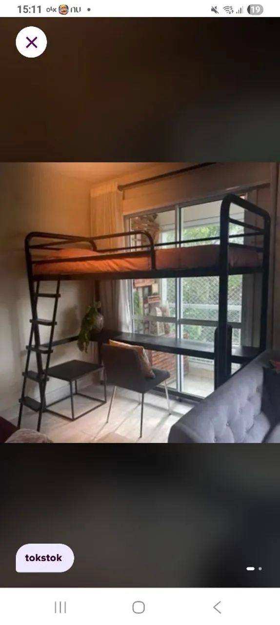 Cama Loft Tok&Stok com Escrivaninha - Solteiro Padrão