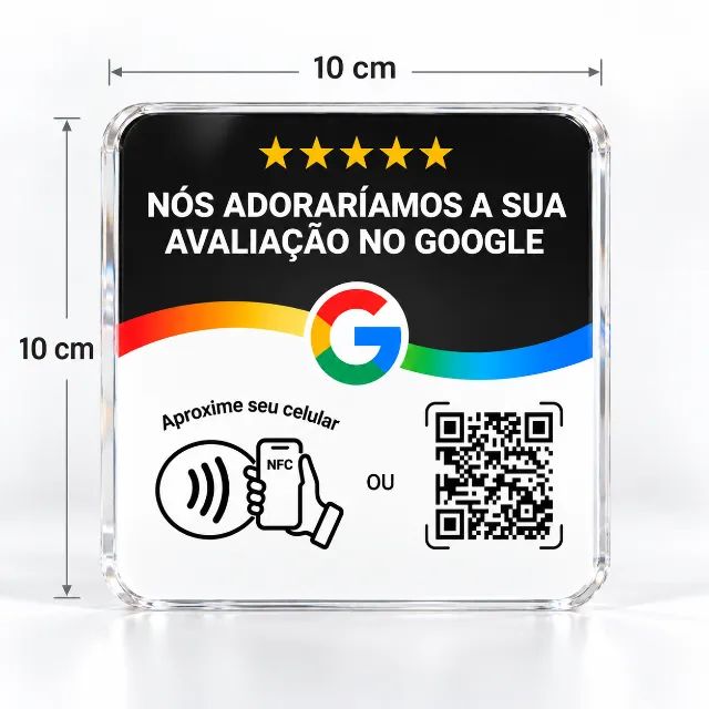 Placa NFC Google Avaliações com QR Code para Empresas e Lojas - Preto - Foto 2